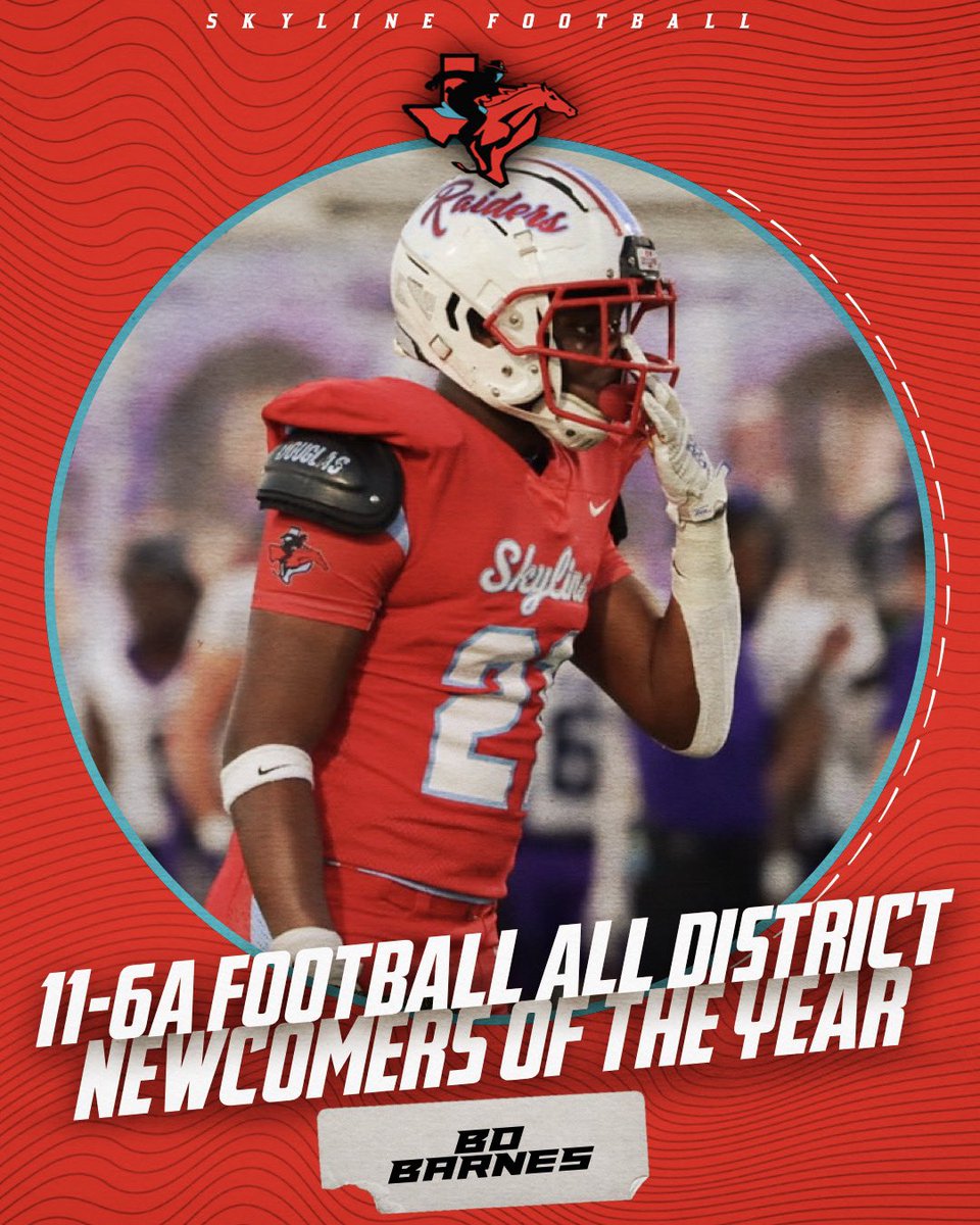 SKYLINEfb's tweet photo. Congratulations to Sophomore LB @ElijahBobarnes1 on winning Defensive Newcomer of the Year in 11-6A https://t.co/5gHdKpzGZW