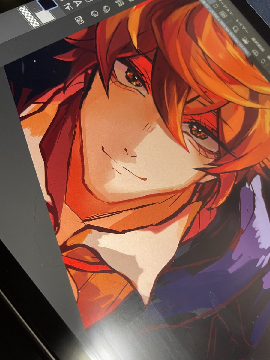 1boy male focus solo smile looking at viewer orange hair closed mouth  illustration images