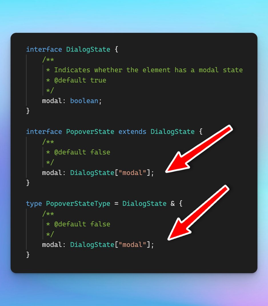 Haz on X: Just learned about this distinction between `type` and  `interface` in TypeScript. I guess I'll have to switch to interface to  document APIs. 😐  / X