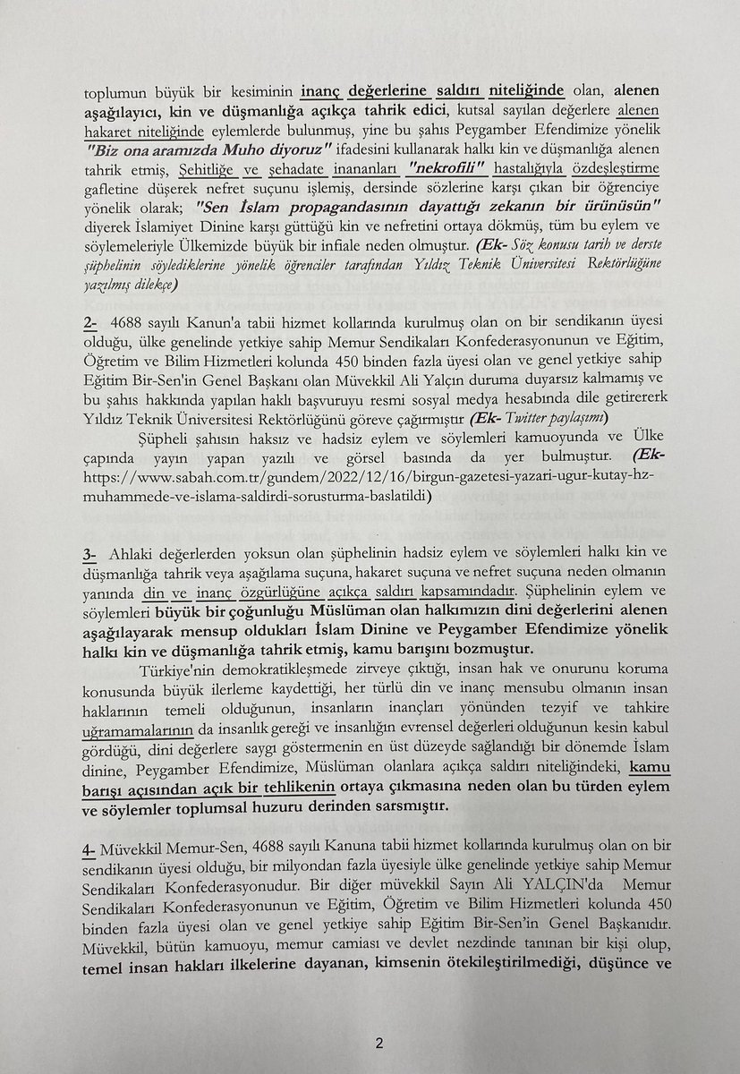 _aliyalcin_'s tweet photo. Peygamber Efendimiz Hz. Muhammed'e (SAV) yönelik hadsiz ithamlarda bulunarak toplumun büyük bir kesiminin inanç değerlerini alenen aşağılayan, saldıran, kin ve düşmanlığa açıkça tahrik eden Yıldız Teknik Üniversitesi Öğrt.Görevlisi Dr.Uğur Kutay hakkında suç duyurusunda bulunduk. https://t.co/wwKUEpmPAI