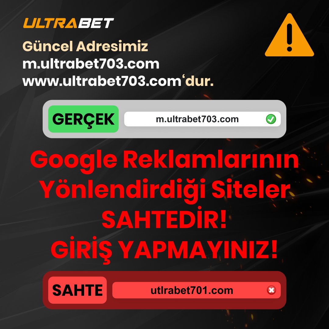 Ultra_Medya's tweet photo. ✅Ultrabet’e Giriş için Tıklayın: https://t.co/OaE8tuJot1 
⚠️Google’da sahte sitelere dikkat!

❌Google aramalarındaki “Reklam” içerekli hiç bir adrese giriş sağlamayınız!

📲Mobil uygulamayla sorunsuz giriş:
Android⬇️https://t.co/iSQVrp9x5h
iOS⬇️https://t.co/RRQpMHUMxp https://t.co/Ti4TxXLPSA