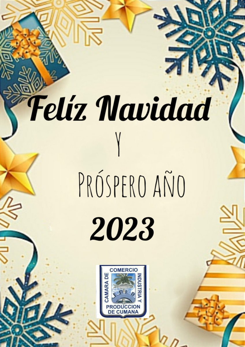 camaradecumana's tweet photo. La Directiva de @camaradecumana Presidente @MiguelPazos, le desea a los ciudadanos del estado Sucre, especialmente a empresarios y comerciantes, quienescon su esfuerzo honran el compromiso de hacer un mejor país “FELIZ NAVIDAD Y PROSPERO AÑO 2023 ”.
#2023
#prosperidad
#progreso https://t.co/B0qiCGfDkd