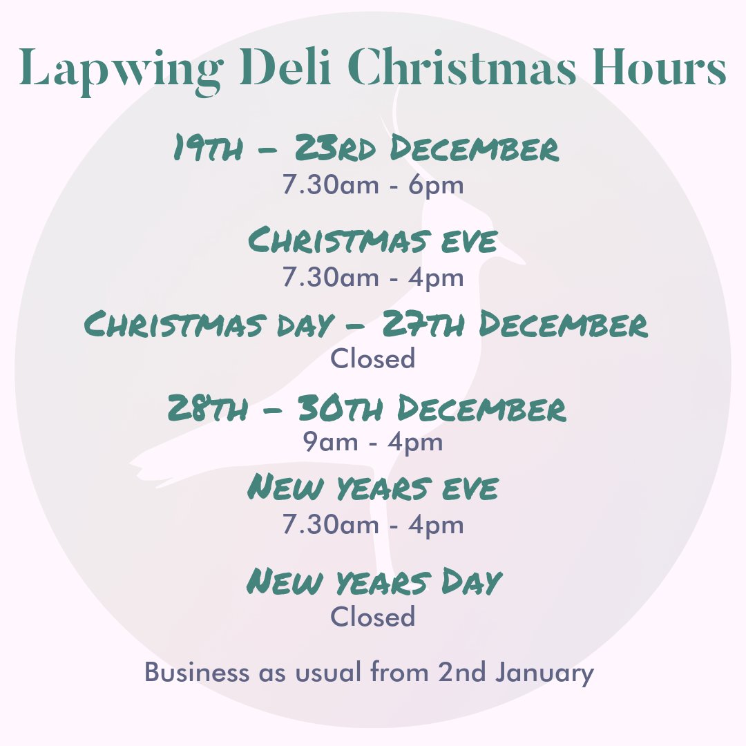 Christmas opening hours at the deli ❄️