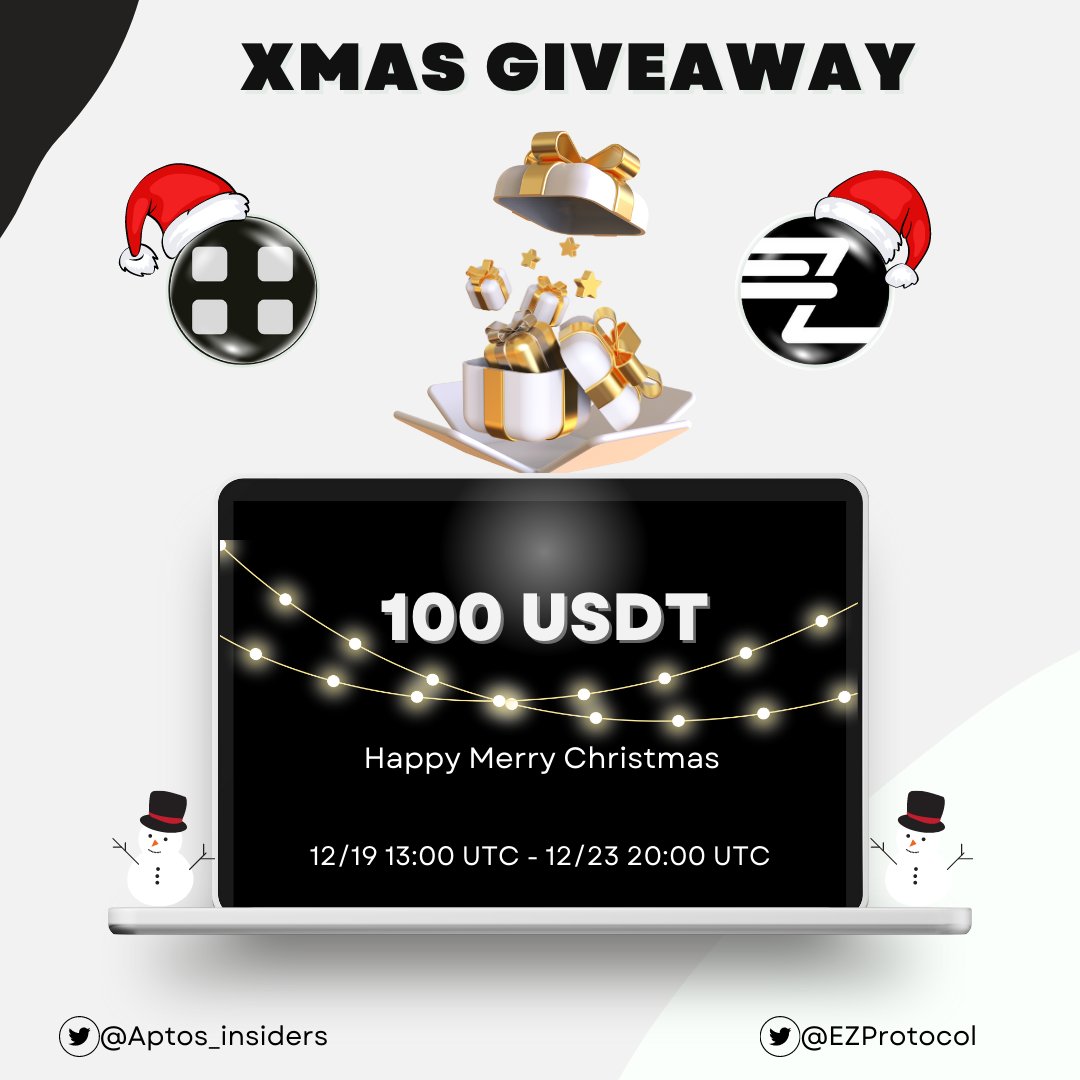 SolCommunityy's tweet photo. #XMAS2022 GIVEAWAY No.1

Congratulation EZ Finance building on the Aptos universe🧙

🎁Giveaway 100 USDT for the community!

👉Rules to win
1⃣ Follow @EZProtocol &amp; @Aptos_insiders
2⃣ Like, Retweet 
3⃣ Tag your friends and leave your #Aptos wallet below this tweet👇

⏰4 days https://t.co/Pjid3RzK9p
