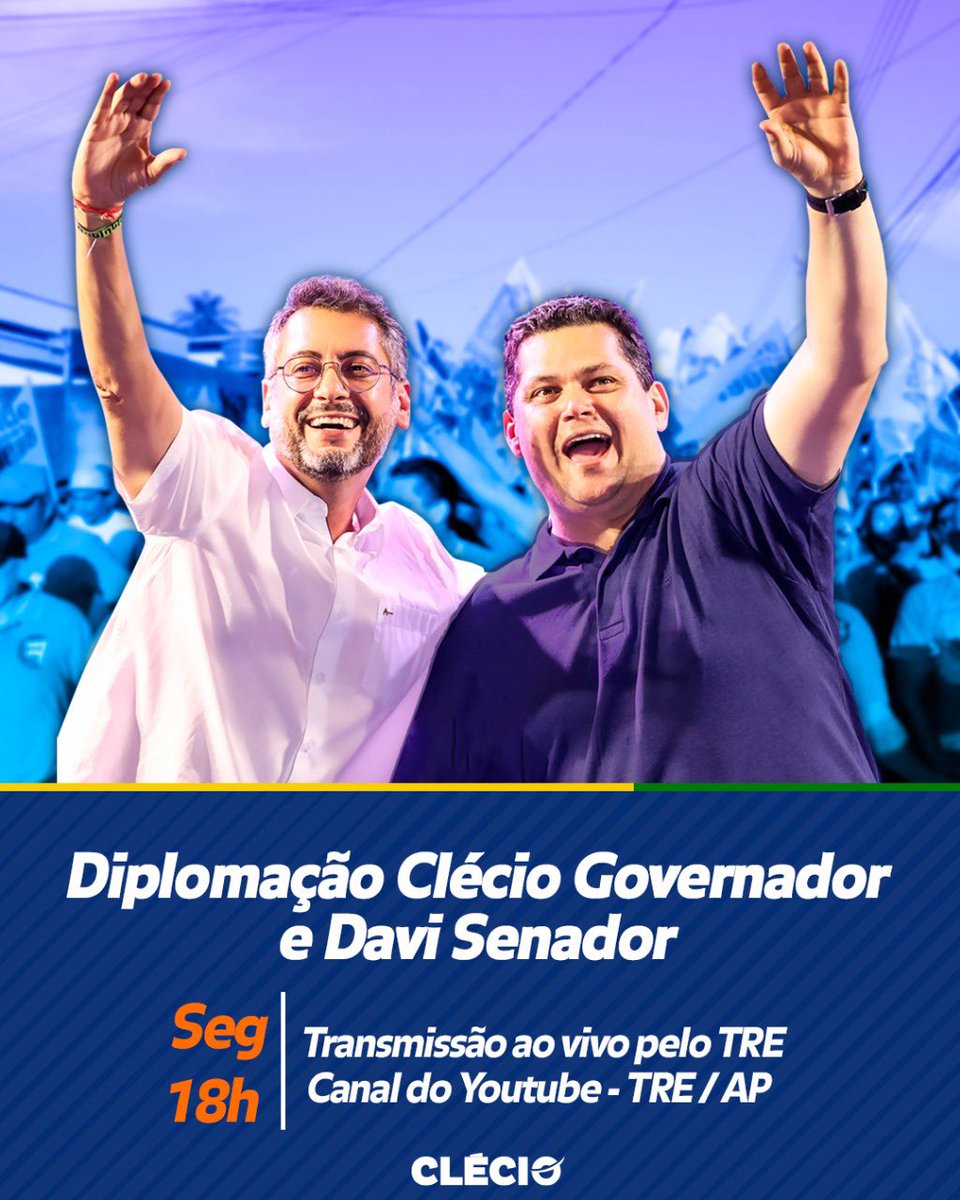 Tá chegando a hora! Hoje damos um passo muito importante para o novo governo e para o futuro do Amapá. E eu te convido a acompanhar junto comigo a minha diplomação como governador e do <a href="/davialcolumbre/">Davi Alcolumbre</a> como senador pelas redes sociais do <a href="/TREAmapa/">TRE-AP</a>. É um momento de muita alegria!