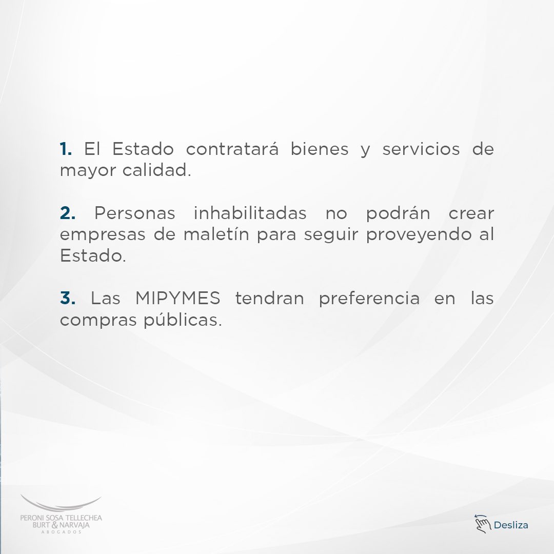 PSTBNLawFirm's tweet photo. 📌| 𝐍𝐔𝐄𝐕𝐀 𝐋𝐄𝐘 “De suministros y contrataciones públicas”
➡️ Deslizá para saber más…
📞 Para consultas y asesoramiento puede comunicarse al +595 21 319 9000.
#pstbn #pstbnabogados #paraguay #abogacia #nuevaley https://t.co/2A0zEjFrgZ