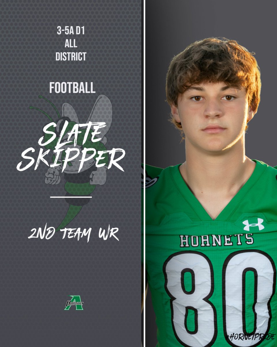 AzleHornetsFB's tweet photo. Congratulations to Slate Skipper 3-5A D1 All-District Football https://t.co/PzrW7v3GP6