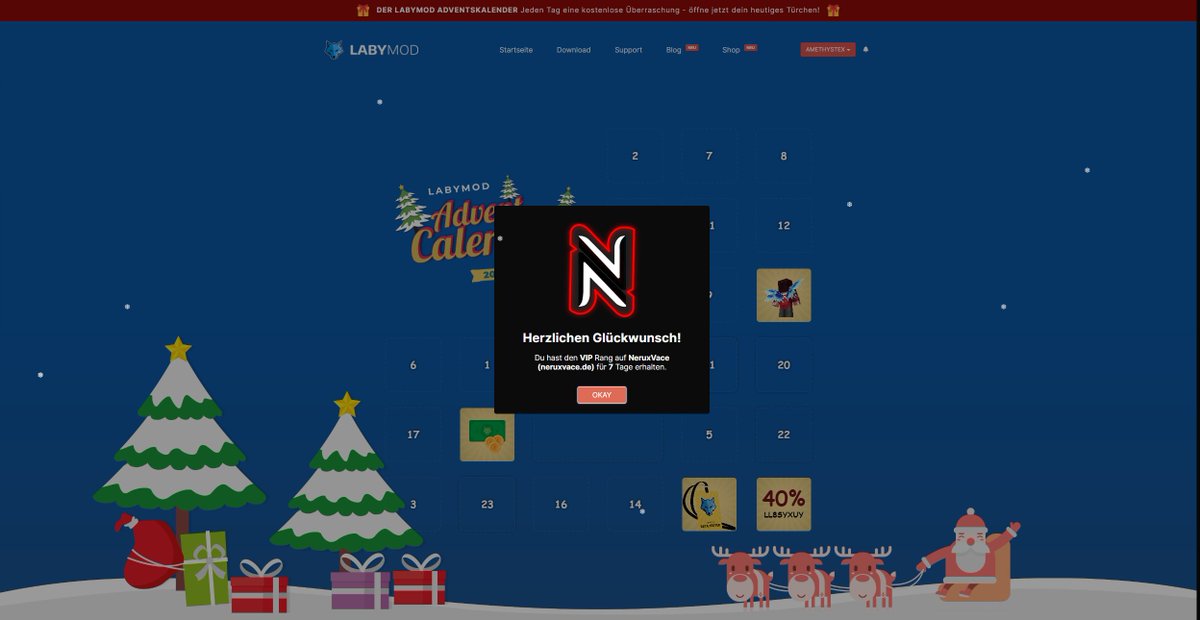 AmethystexDE's tweet photo. Wenn man beim @LabyMod Adventskalender VIP Rang auf @NeruxVace bekommt aber schon den MVP Rang hat 🥲 https://t.co/tXF95caYwW