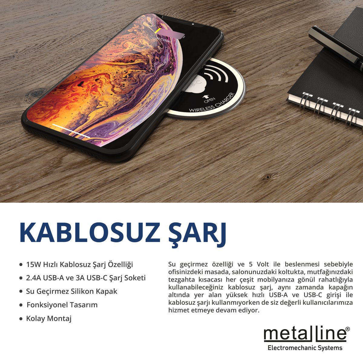 Metallinecomtr's tweet photo. Kablosuz Şarj Modelimiz Şimdi Satışta! Hemen Keşfet!

Su geçirmez özelliği ve 5 Volt ile beslenmesi sebebiyle ofisinizdeki masada, salonunuzdaki koltukta, mutfağınızdaki tezgahta kısacası her çeşit mobilyanıza gönüş rahatlığıyla kullanabilirsiniz.

https://t.co/9R6rXai5IC https://t.co/eHkzziJJSO