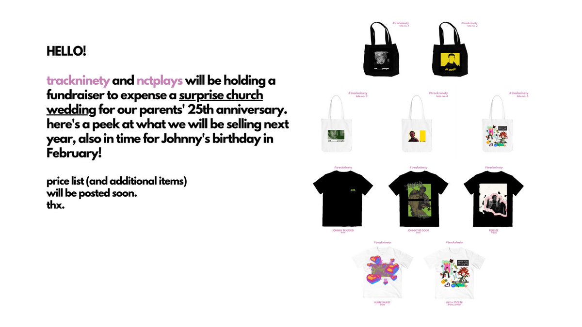 trackninety's tweet photo. johnny (suh) tote bags and tees for sale next year! sharing more deets in a week or so. help rt! 💥 https://t.co/bbjbwBDdxu