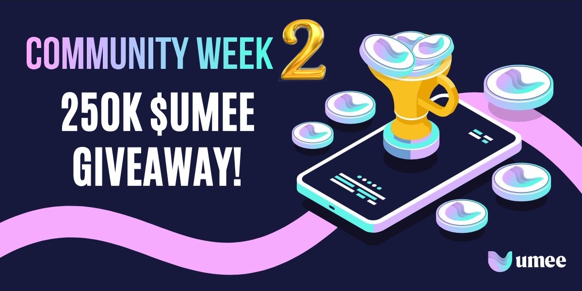 🎊 Umee's Community Week 2 Starts today! 🎊

We're giving away 250K $UMEE tokens to our TOP 100 contributors! 🦑 🤝 🤗

Enter Here 👇 
umee-crosschain.crew3.xyz/questboard