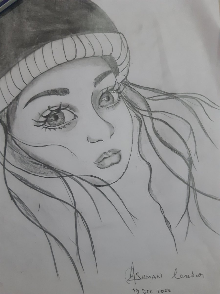 Pencil ✏ sketch 
Cute girl face Drawing 💖 
Do Twitter appreciate art?! 👀 ✨