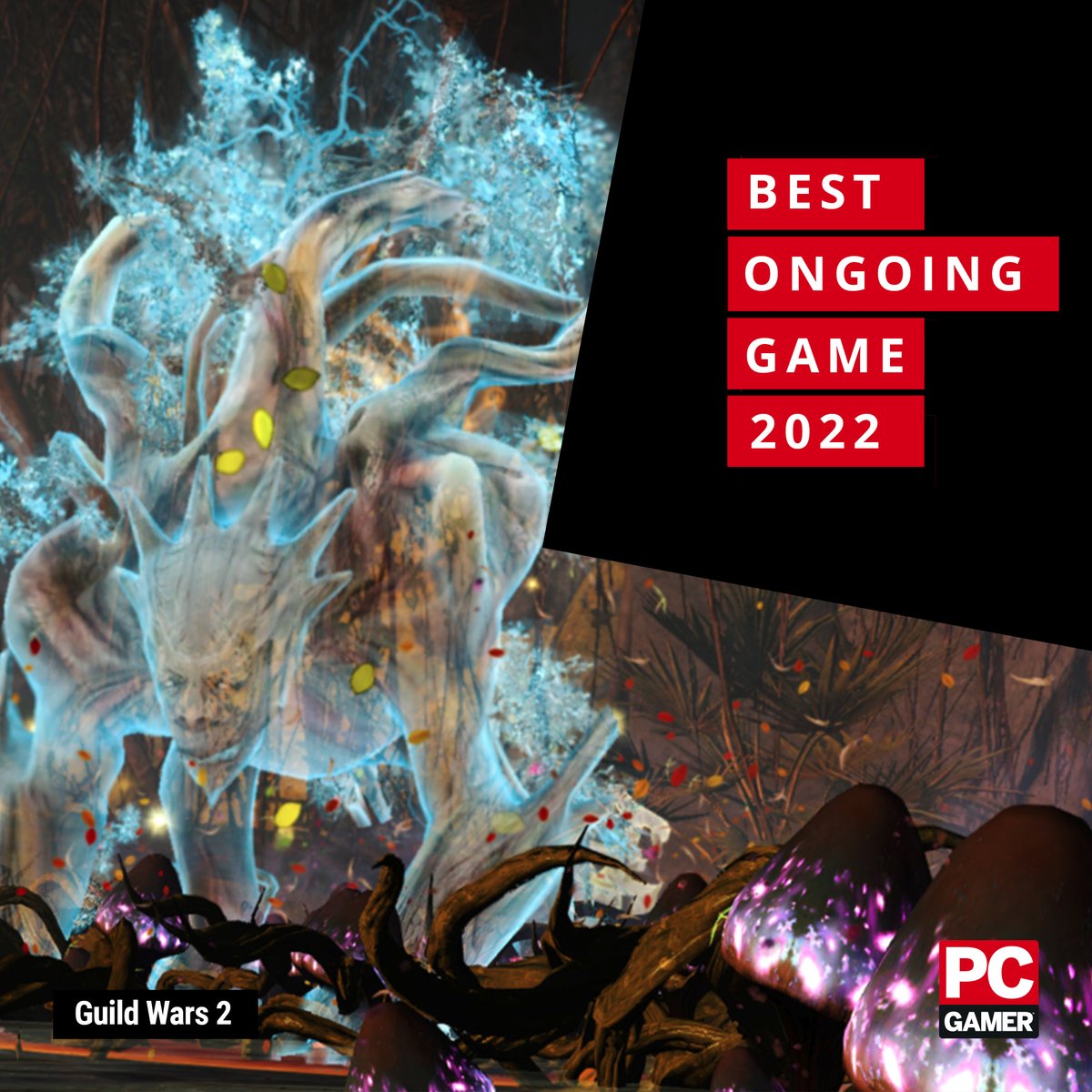 pcgamer's tweet photo. Celebrating its 10th birthday, @GuildWars2 is our Best Ongoing Game of 2022. https://t.co/MDY750xGvA https://t.co/vofJVycRK6