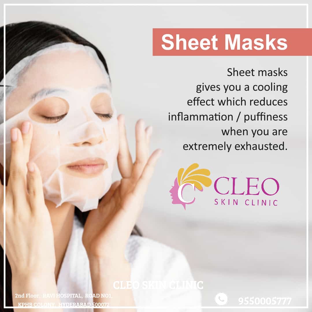 cleoclinichyd's tweet image. Sheet masks gives you a cooling effect which reduces inflammation/puffiness when you are extremely exhausted.
#sheetmasks #cleoskinclinic #kphb #Hyderabad