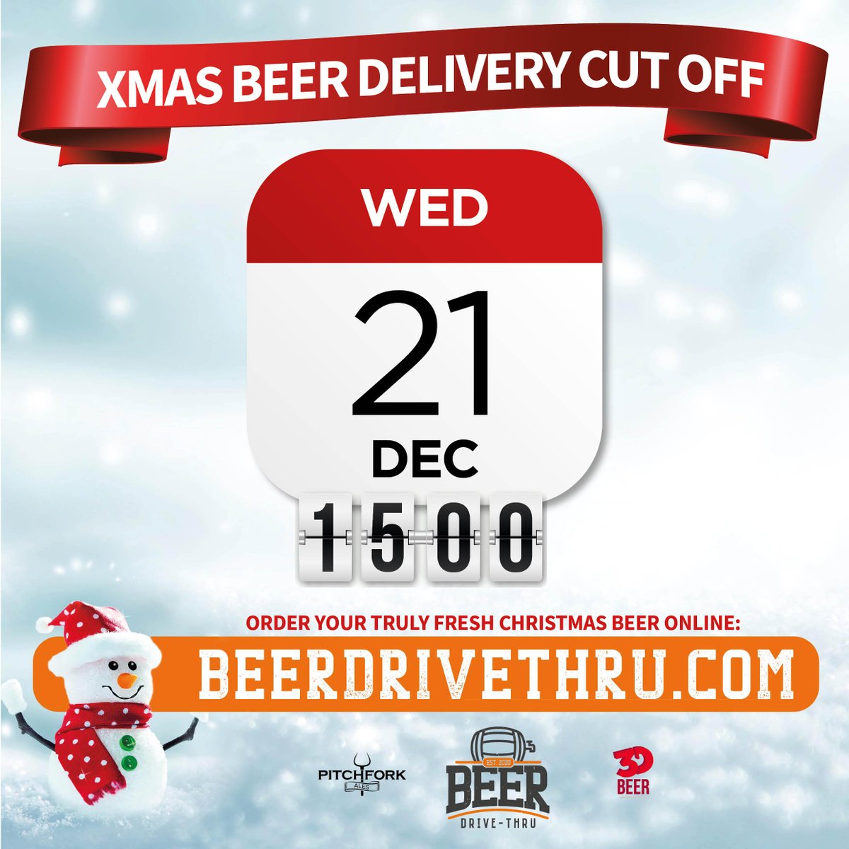 Want your Christmas beer delivered? No problem! You have two days to get your order in by Wednesday 21st at 3pm and it will arrive with you on Thursday. Do it now so you can sit back and relax, just click on through to bit.ly/3w6cMlc
