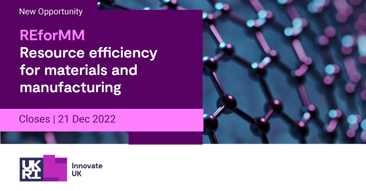 IUK_Biotech's tweet photo. Until 21 Dec, UK registered #materials and #manufacturing organisations can apply for a share of up to £1m for feasibility studies that develop new approaches to improve resource efficiency. 

Learn more &amp; apply 🔗 https://t.co/hjLxJUj3Vx https://t.co/Pbv0mVxEr5