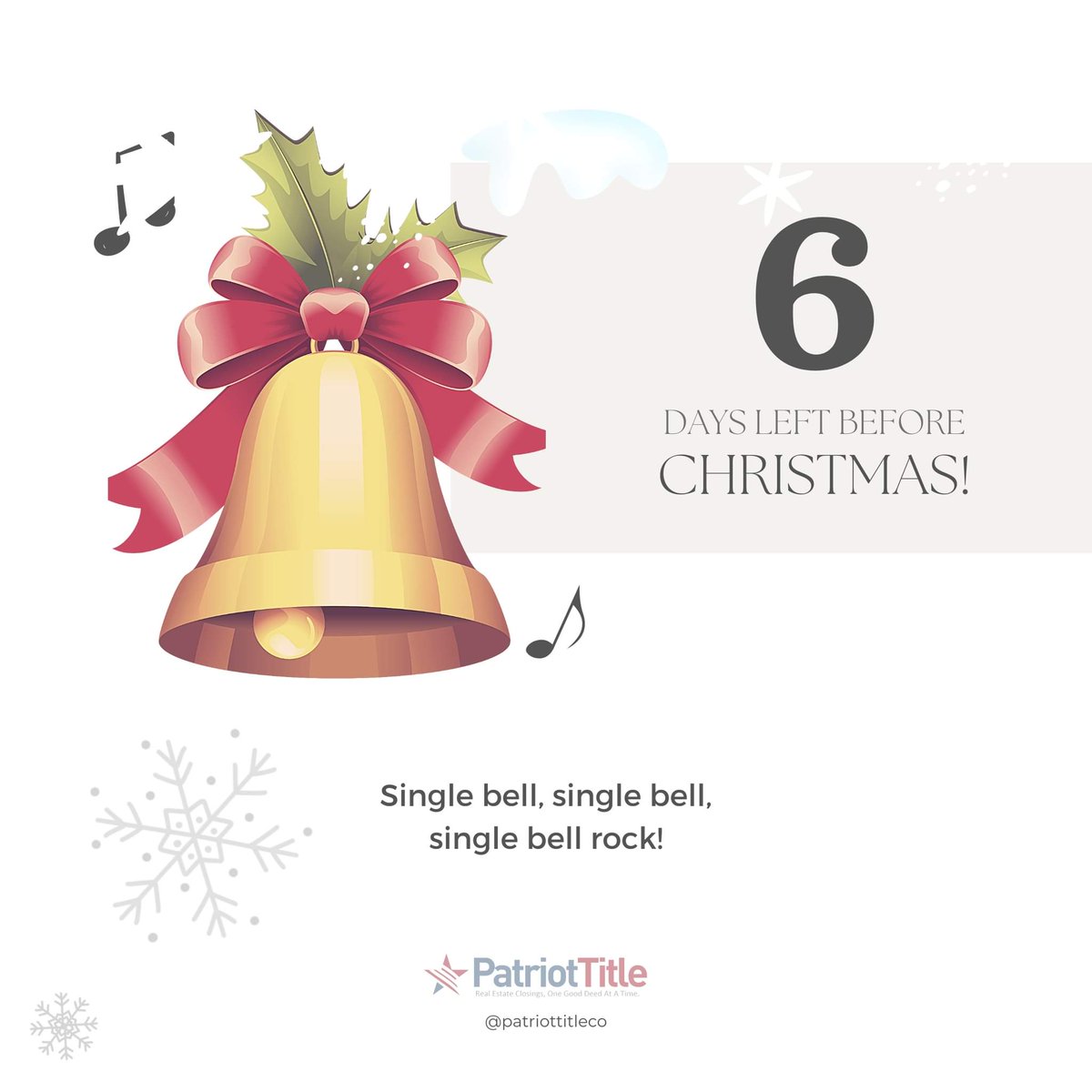 patriottitleco's tweet image. Six days to go! We're finally getting closer to Christmas. Make plans and have a family date this Holiday! ✨

Happy Monday, everyone! 🙌

.
.
.
.

For your closing and escrow needs, please email info@patriottitletx.com

#patriottitletx #christmascountdown #christmasiscoming