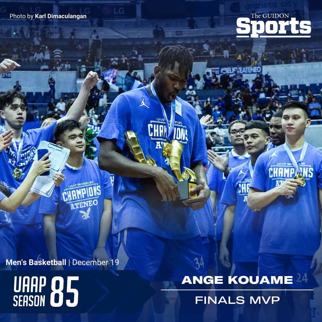 ONE LAST DANCE FOR THE ATENEO BIG

Leading the team with an average of 17.7 points and 11 rebounds throughout the series, graduating Blue Eagle Ange Kouame is named the UAAP Season 85 Men’s Basketball Finals MVP.

#UAAPBasketball