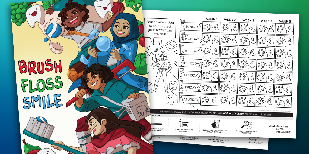 Brush, Floss, Smile – Spread the word and create a plan to celebrate National Children’s Dental Health Month. Place your order today! bit.ly/3OrLtuS #NCDHM