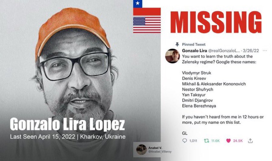 RuppGeorge's tweet photo. @elonmusk Please reinstate the twitter account @GonzaloLira1968 . Gonzalo Lira was unfairly suspended by the previous Twitter owners, just for posting objective and easily verifiable facts about missing persons in Ukraine https://t.co/S9pWz0eoZY