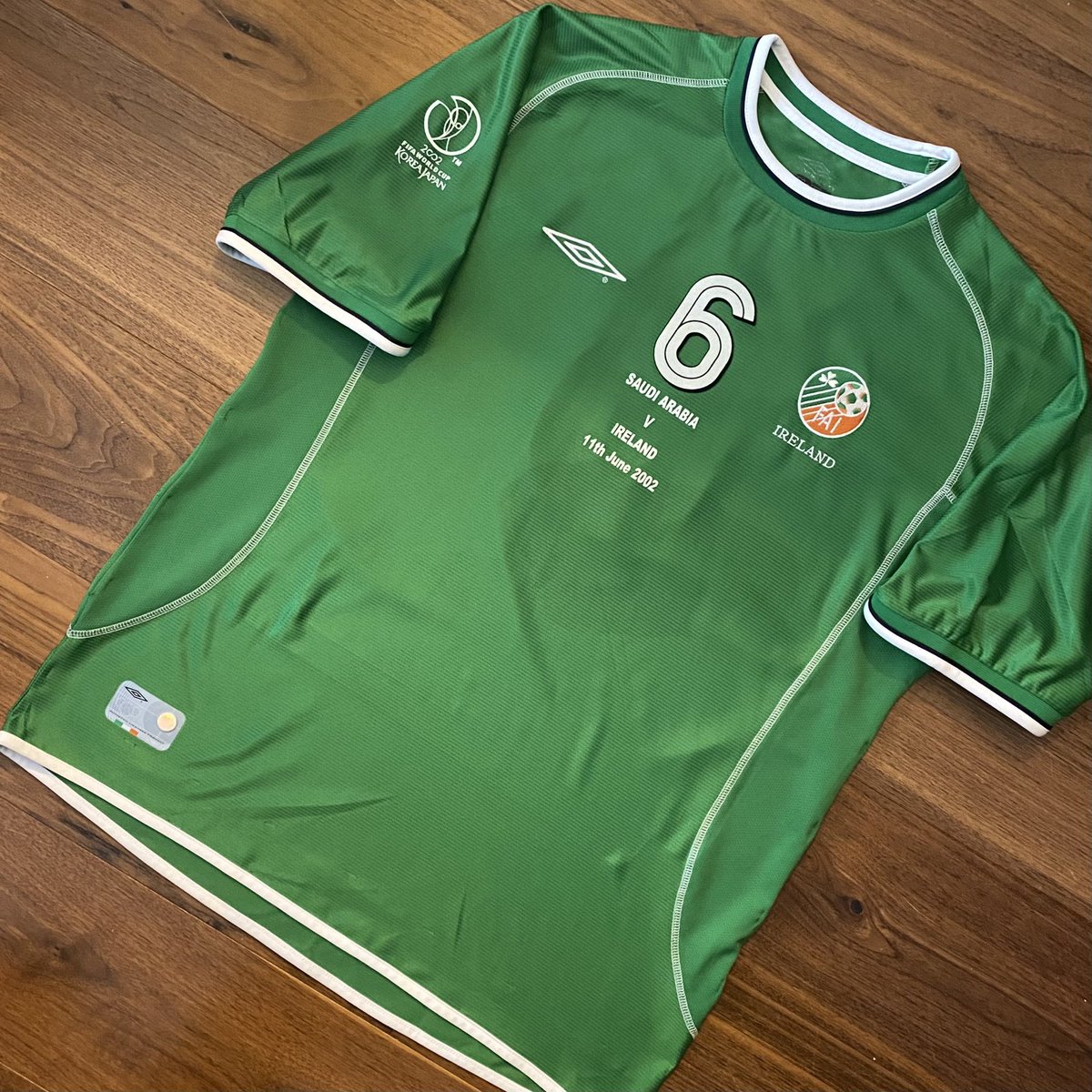 Roy Keane's Match Issued 2002 World Cup Umbro Ireland jersey Vs