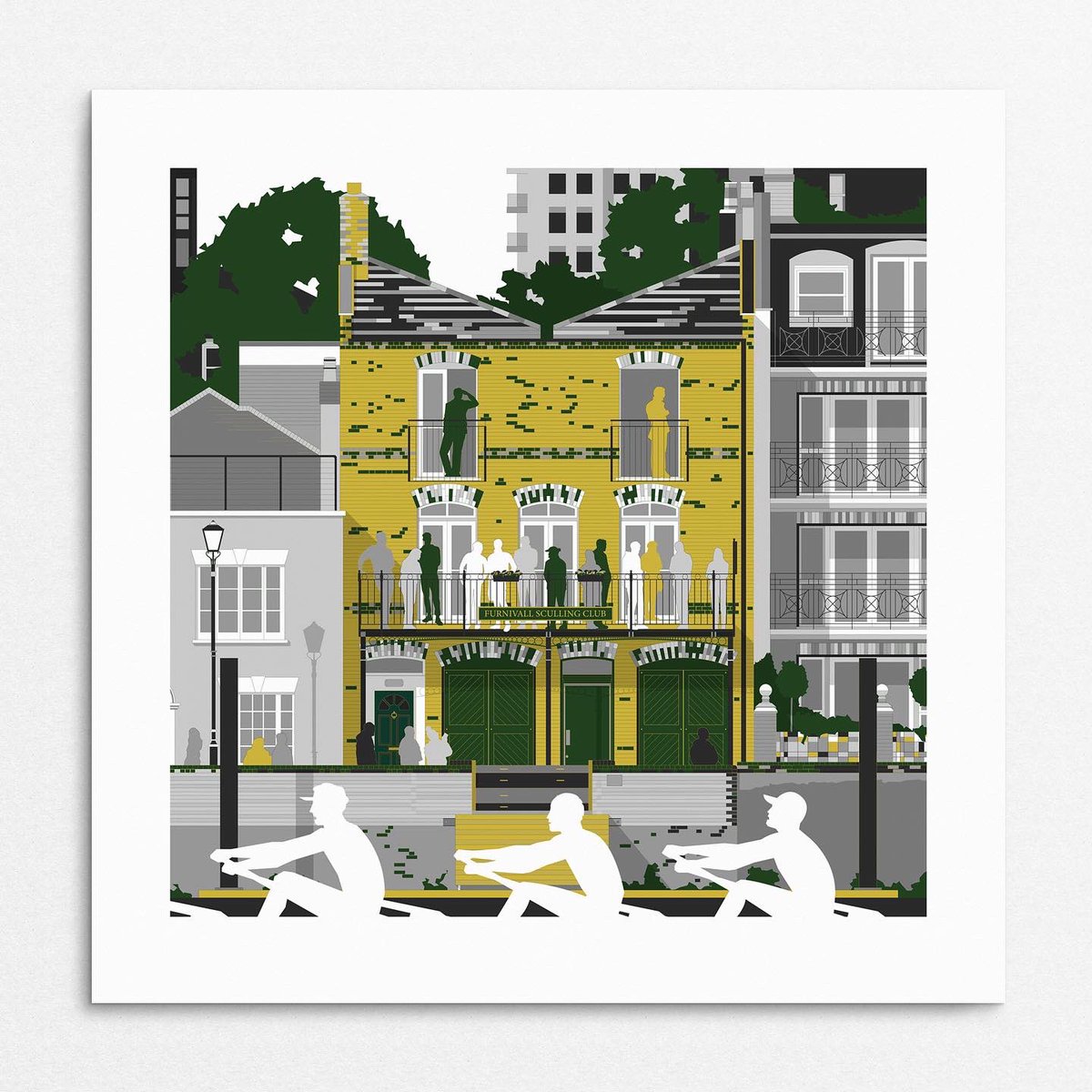 RachelHuntArt's tweet photo. I’m delighted to have finished my final commission of 2022- @FurnivallSC in their myrtle and old gold club colours. Now available on my website! 10% off for club members with code FSC10.

https://t.co/C6I7MPz8Qc

#rowing #furnivall #hammersmith #rowingart #tidewayclubs #sculling https://t.co/iHbslvBgfe
