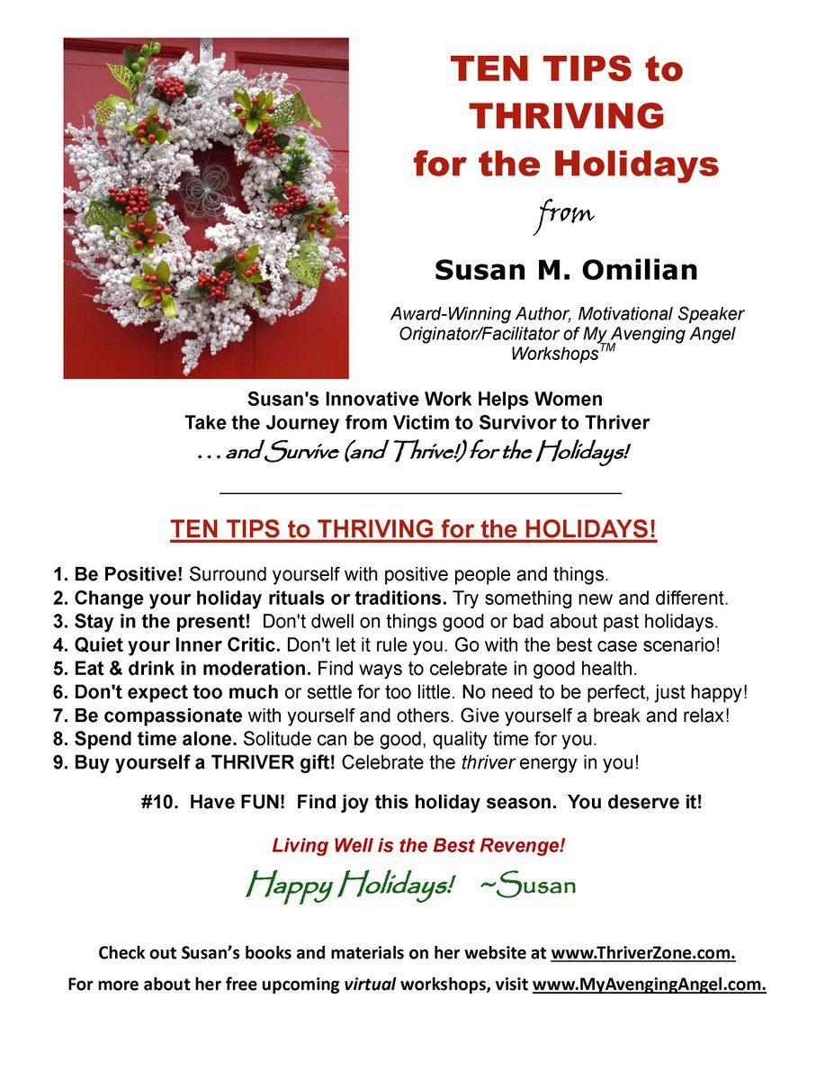 ThriverZone's tweet photo. Happy Holidays!  Keep on thriving through the Holiday Season with my Ten Tips below.  See you in 2023! https://t.co/zB39n8Ov1h