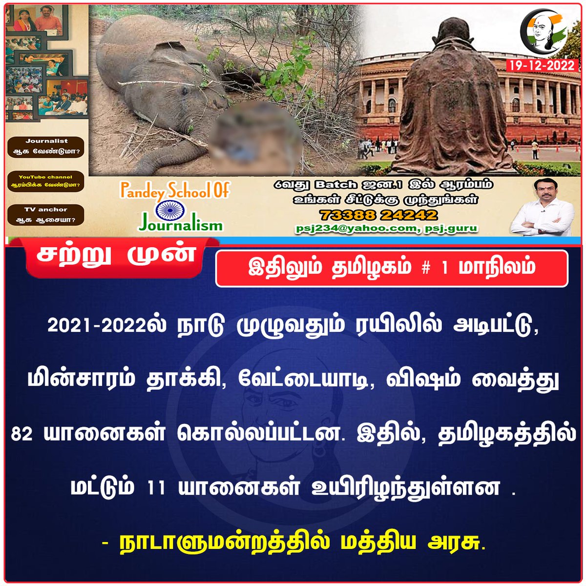 ChanakyaaTv's tweet photo. இதிலும் தமிழகம் # 1 மாநிலம் 
#TamilNadu #elephantdeathcase https://t.co/NdJ4M34wnB