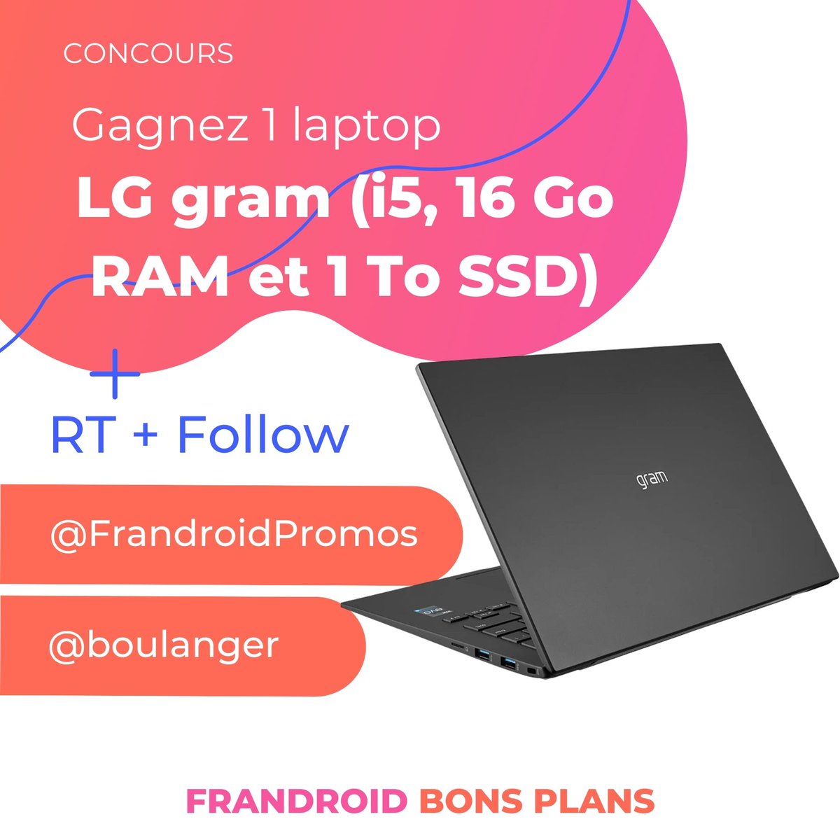 FrandroidPromos's tweet image. #CONCOURS de Noël 🎅

On vous fait gagner le PC portable LG gram, qui pèse moins d&apos;un kilo 👉 frandroid.com/marques/lg/156…

Pour participer : 

- RT ce tweet
- Follow les comptes @FrandroidPromos et @boulanger 

TAS le 25/12/2022 à 23h59 ! Bonne chance à toutes et à tous 🔥 #sponso