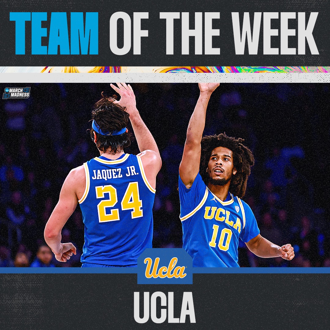 MarchMadnessMBB's tweet photo. 🏆 Weekly Awards from @TheAndyKatz!

Team of the Week: UCLA
Player of the Week: Drew Timme https://t.co/Az2AiWRLIn