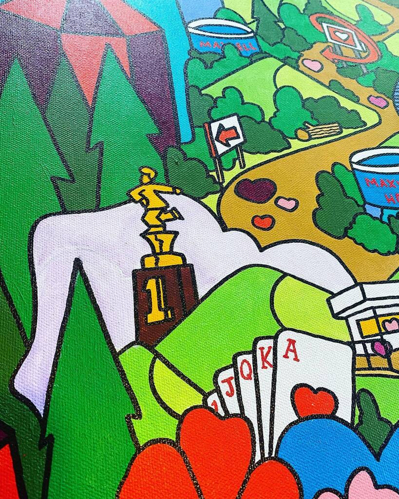 IanBode4's tweet photo. Winning Twist contests on American Bandstand and Royal Flushes are only a small part of this persons story. Closeup of a 4’x4’ life portrait commission. #commisionedart #passengersideart #letsdothetwist #royalflush #wvartist https://t.co/YXjogM1rup https://t.co/r8Ms9e68OX