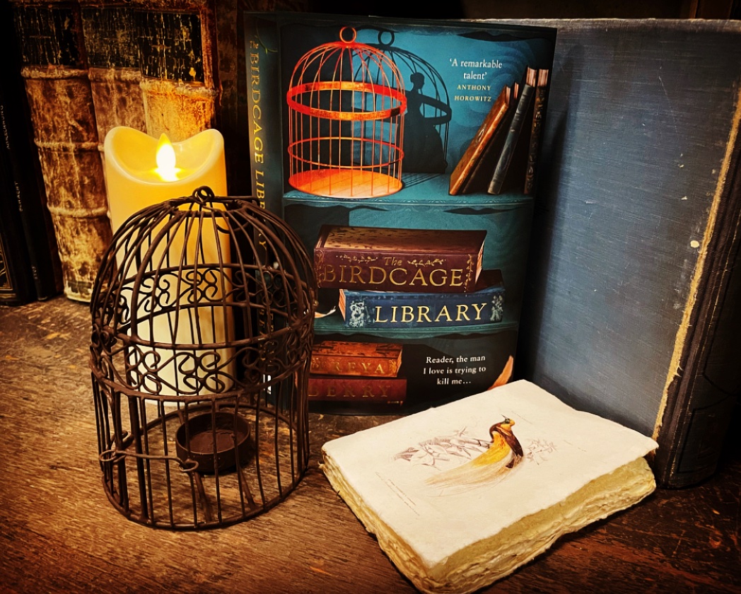 *COVER REVEAL* Today I lurked around a library w/ a candle &amp; a birdcage &amp; it was so worth it. Delighted to present the GORGEOUS cover of my 2nd novel THE BIRDCAGE LIBRARY. An adventuress finds an old book and is drawn into a twisty tale of secrets, obsession &amp; murder. Out June🪶