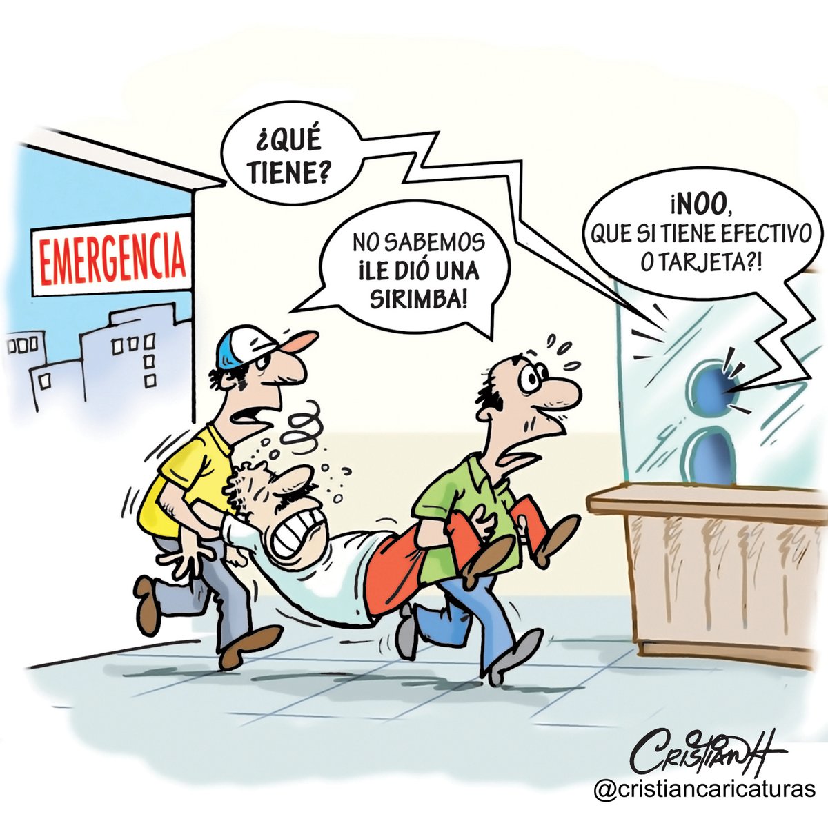 ¿Qué es lo que tiene?...
Mi caricatura del #lunes en <a href="/ElDia_do/">Periódico El Día</a>  
.
.
.
.
.
#clinicas #emergencia #deposito #prepago #criscaricaturas