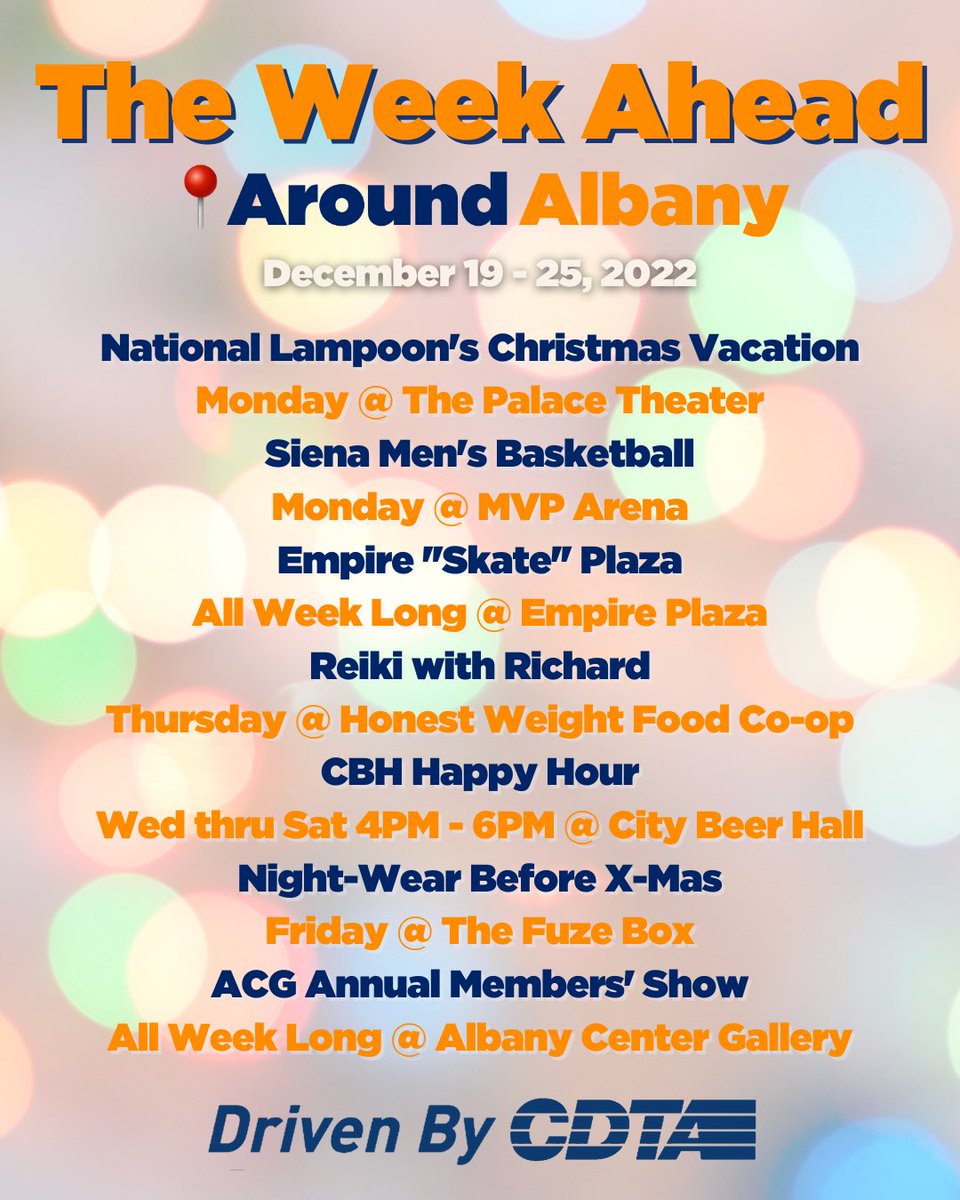 aroundalbany's tweet image. Here’s what to look forward to this week #aroundalbany 👉👉👉

The Week Ahead is driven by our friends at @CDTA 🚎💨
