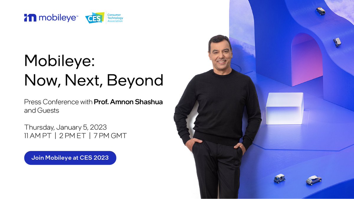 Mobileye Germany (@mobileye_de) on Twitter photo Erhalten Sie auf der #CES2023 von unserem CEO Prof. <a href="/AmnonShashua/">Amnon Shashua</a> die neuesten Informationen zu Mobileye.
Registrieren Sie sich jetzt für unser Event „Mobileye: Now, Next, Beyond“ am 5. Januar 2023 um 20 Uhr CET: bit.ly/3uVbdGU Erhalten Sie auf der #CES2023 von unserem CEO Prof. <a href="/AmnonShashua/">Amnon Shashua</a> die neuesten Informationen zu Mobileye.
Registrieren Sie sich jetzt für unser Event „Mobileye: Now, Next, Beyond“ am 5. Januar 2023 um 20 Uhr CET: bit.ly/3uVbdGU