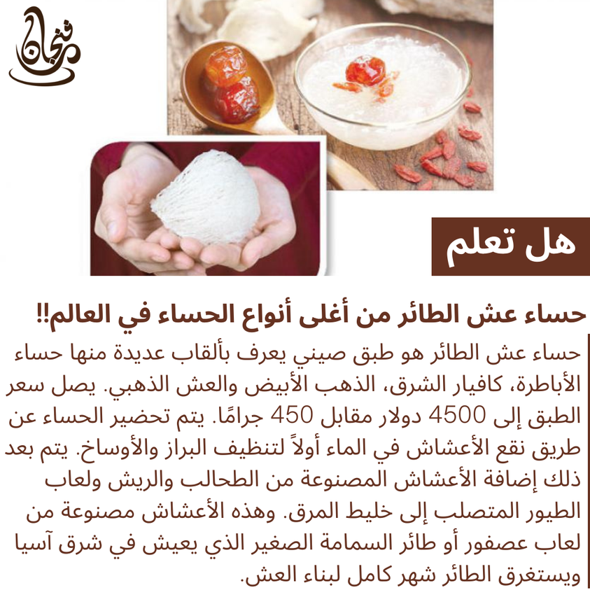 Funnjaan's tweet photo. حساء عش الطائر من أغلى أنواع الحساء في العالم!! https://t.co/eeh4TvTRb7