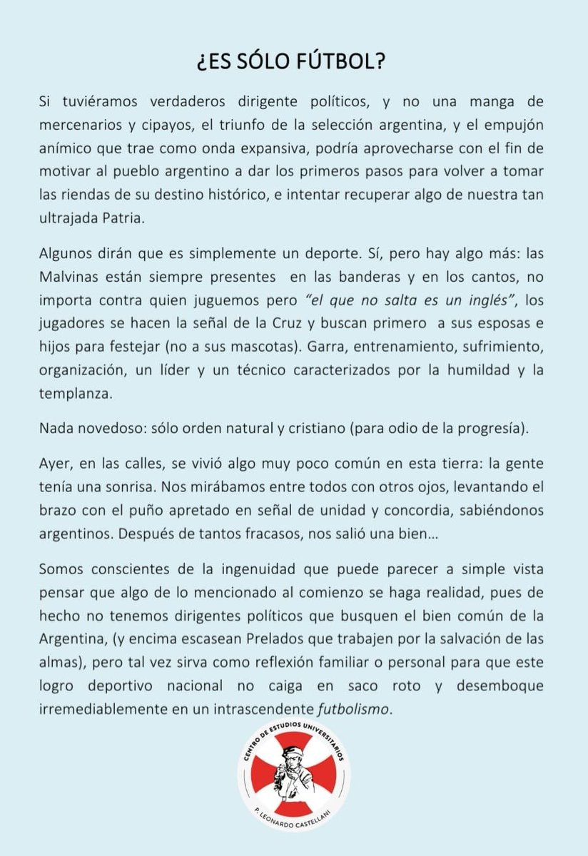 ¿Es sólo #fútbol? #Argentina #ArgentinaCampeonDelMundo 
#CopaMundialFIFA #CopaDelMundo