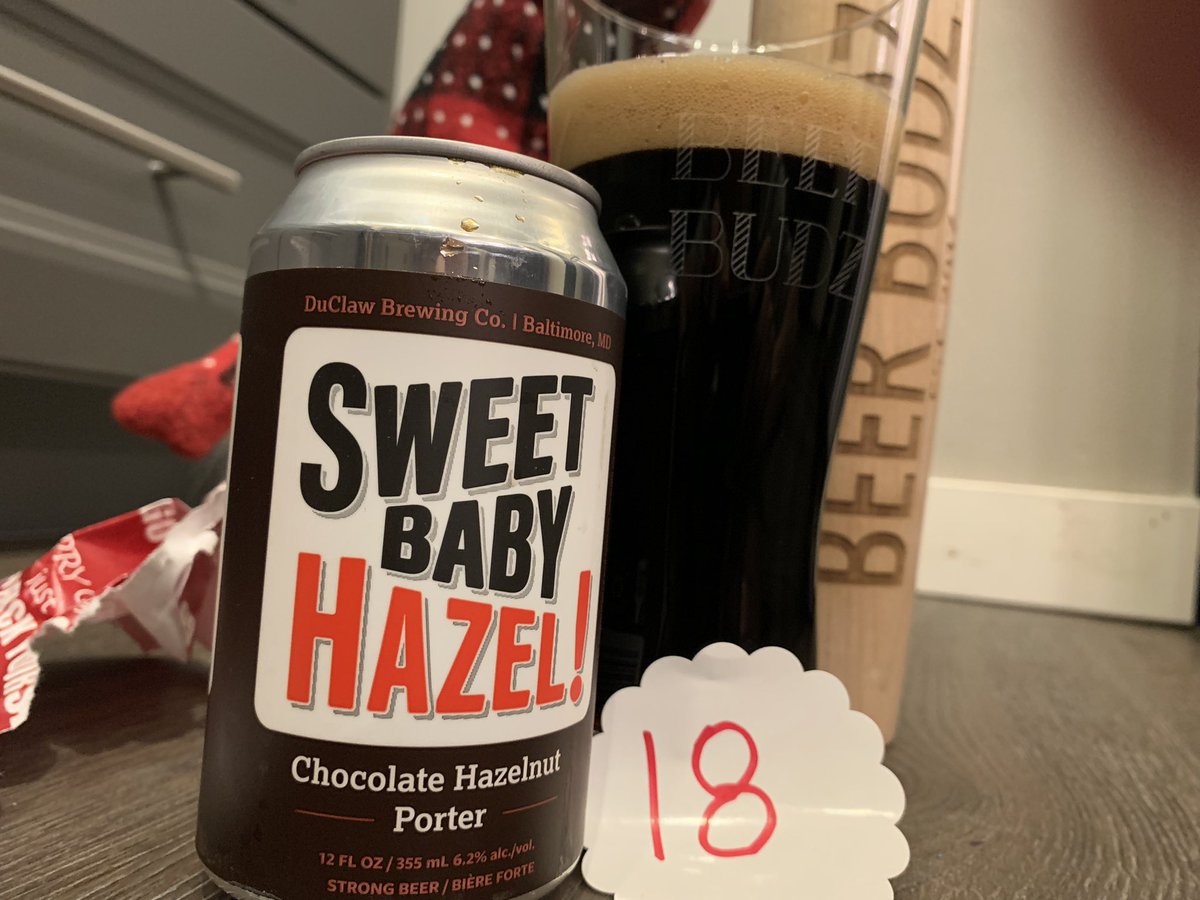 SSchell7's tweet photo. Day 18 #beerbudz #adventcalendar a glorious choice by @tattoobygravity from @DuClawBrewing #SweetBabyHazel! A delicious Chocolate hazelnut Porter. Check out my #insta feed. #ILoveMyWife #halfstepforward @ryrbrown1 @roymoussa10 🍻 https://t.co/liExTD9ZU2