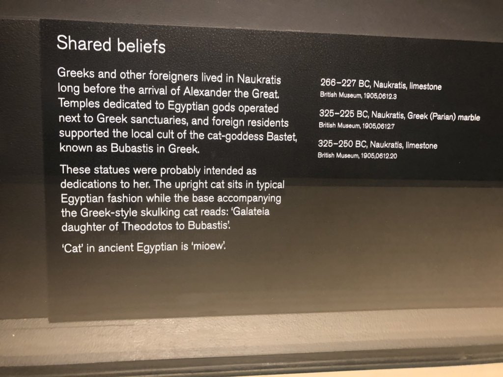 I love that ‘cat’ in ancient Egyptian is  ‘mioew’ 😻 #HieroglyphsExhibition <a href="/britishmuseum/">British Museum</a>