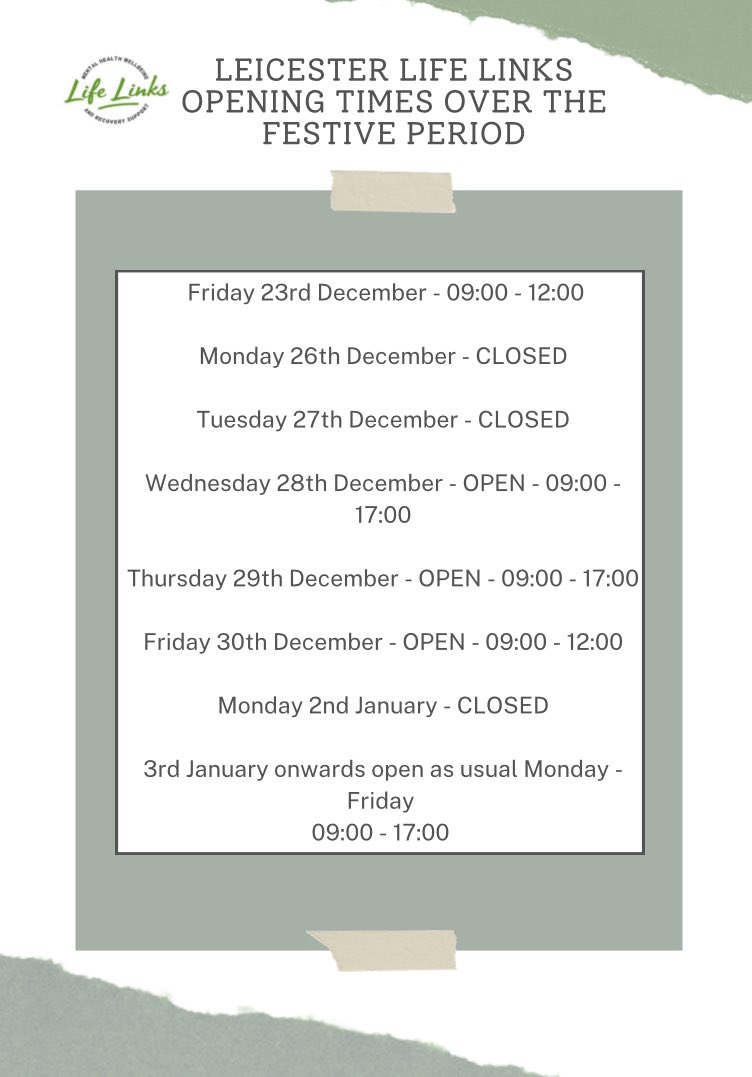 As we are approaching the Christmas week, please see our opening hours!

If you have any questions please call us on 0800 0234 575 📞💚