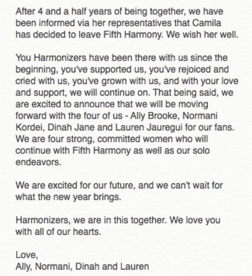PopBase's tweet photo. 6 years ago today, Camila Cabello left Fifth Harmony. https://t.co/ZxBzg5z1aM