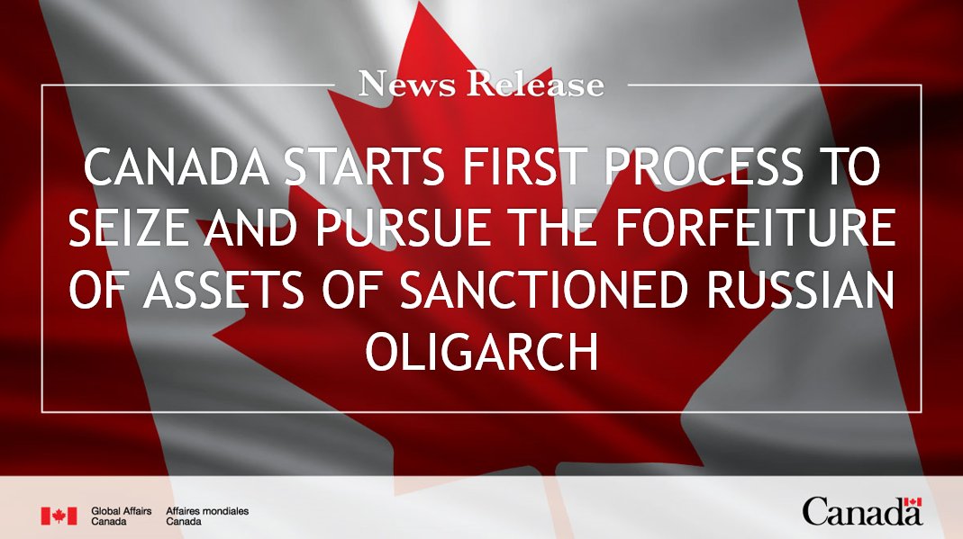 Today, Minister Joly announced that Canada is starting the first process to seize and pursue the forfeiture of assets of a sanctioned Russian oligarch.

Read more: ow.ly/kZk150M75Yp