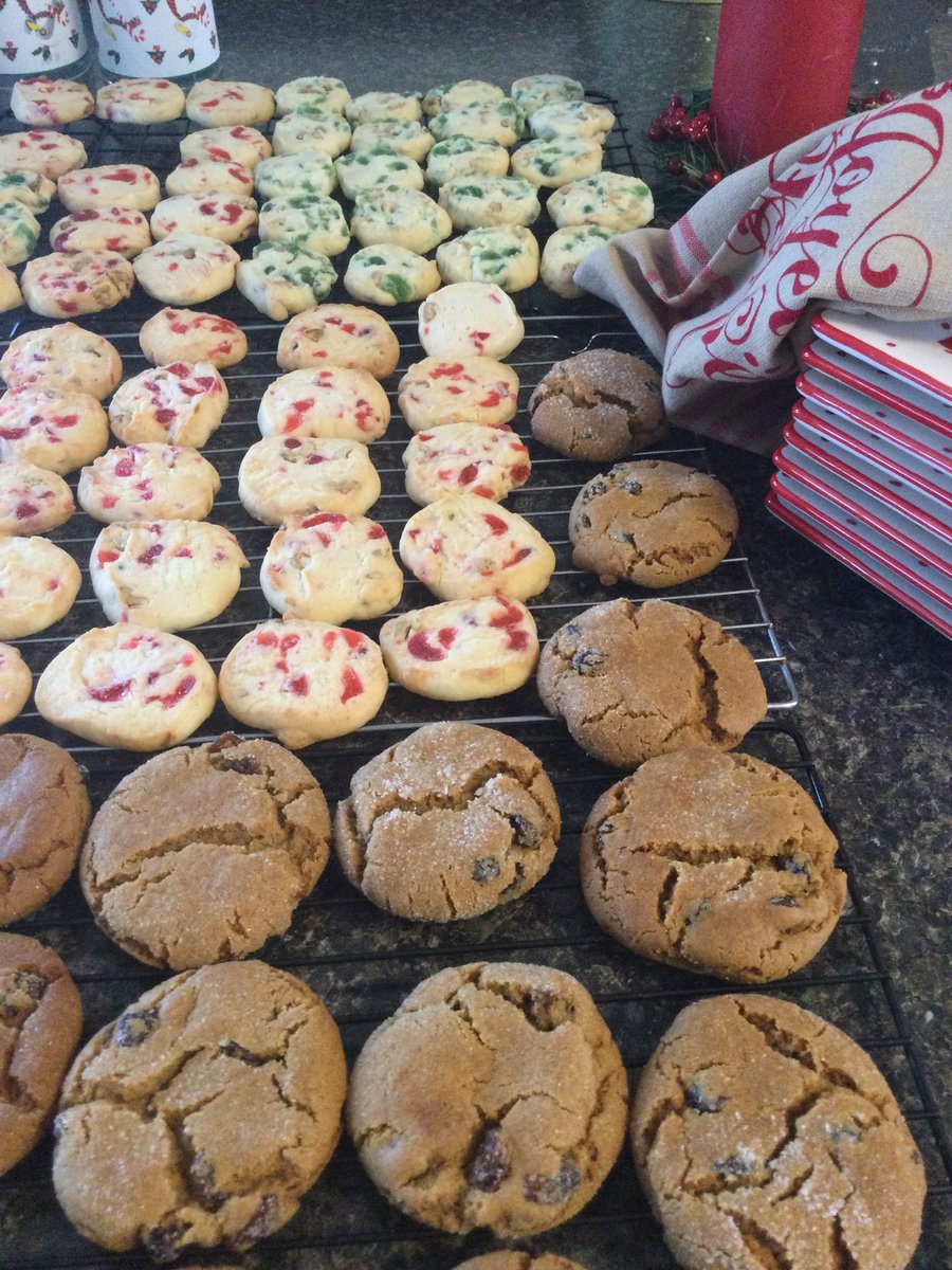 PatriciaHooperA's tweet photo. Batches & batches of #Christmas Coins & Santa’s favourite ginger molasses raisin - up next, cherry chocolate chip & peppermint shortbread bars. #NLbaking #cookies #RoadtotheIsles https://t.co/4O65OFnchw