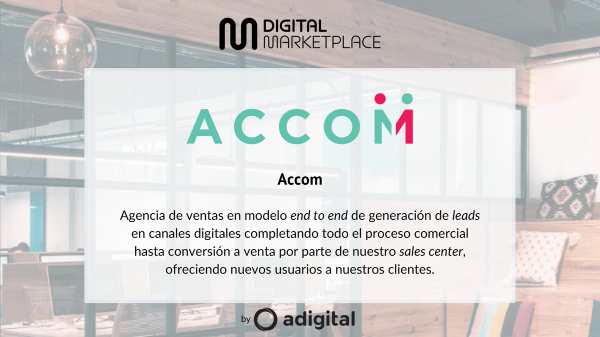 ¿Conoces <a href="/Accom_Digital/">Accom</a>?
 
✅Es uno de los proveedores de servicios digitales de confianza certificados por Adigital, y forma parte de nuestro #DigitalMarketplace
 
🔗digitalmarketplace.es/company/3ceda0…