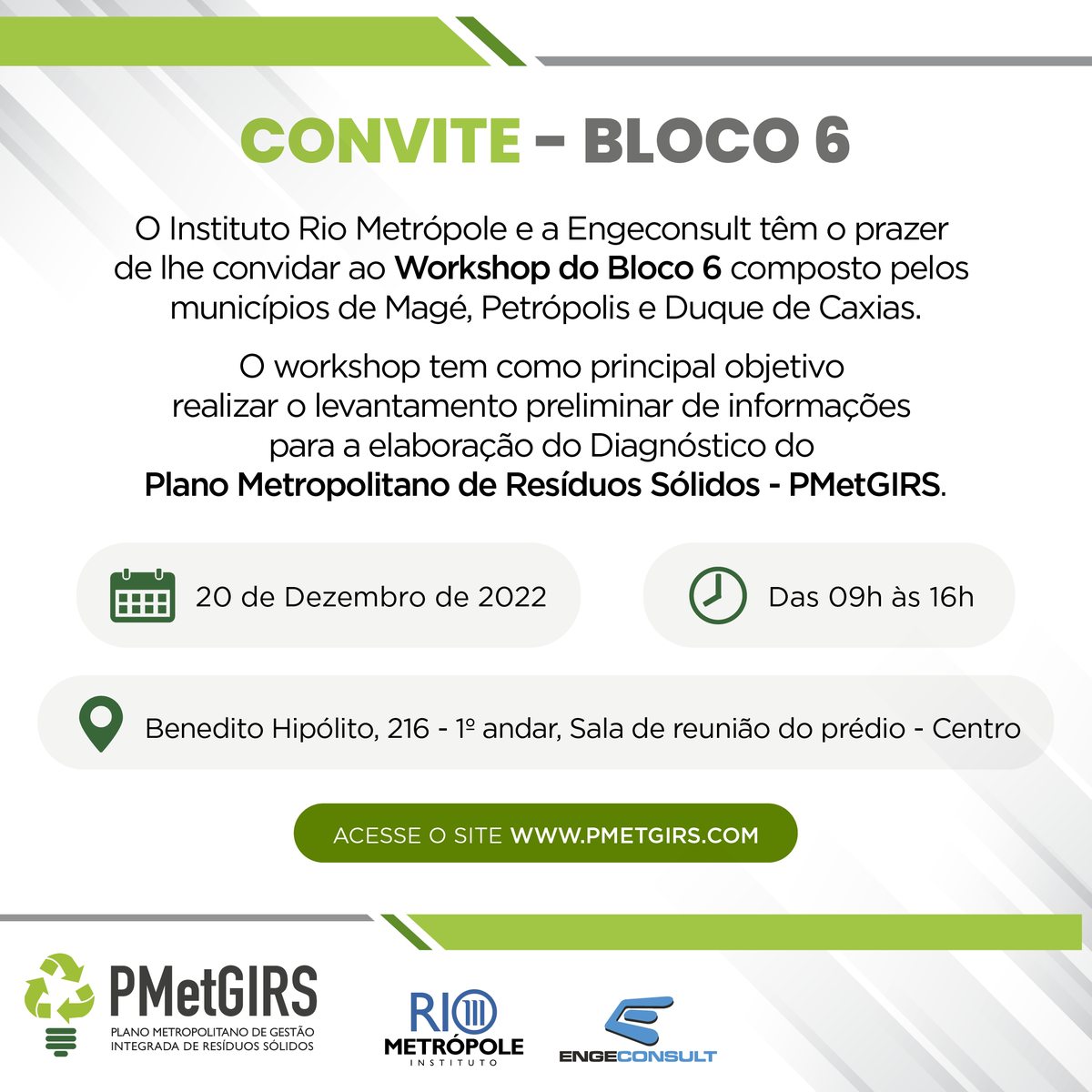IRioMetropole's tweet photo. Workshop do Plano Metropolitano de Gestão Integrada de Resíduos Sólidos.

Confira a agenda da semana do Workshop do Bloco 6:
📍 Local:
- R. Benedito hipólito, 216 - 1º andar, Sala de reunião do prédio - Centro
🗓 Data e Horário:
- 20 de Dezembro das 09H às 16H. https://t.co/nIMv0bGWhm