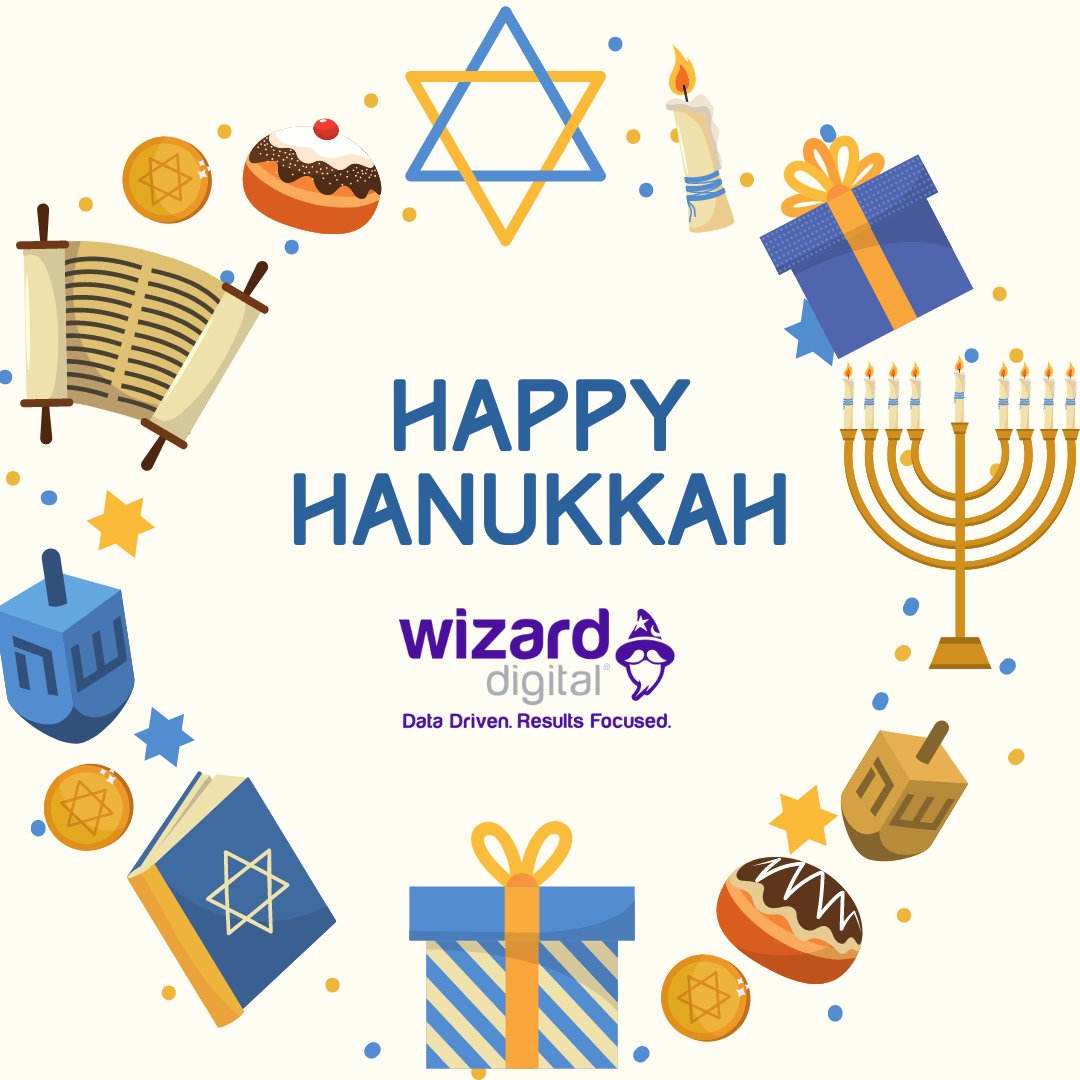WizardDigitalAd's tweet photo. Happy Hanukkah! 💙 Wishing our clients, friends, and family prosperity, love, and laughter. #HappyHolidays #Hanukkah #WizardDigital https://t.co/zWluQ3RJf4