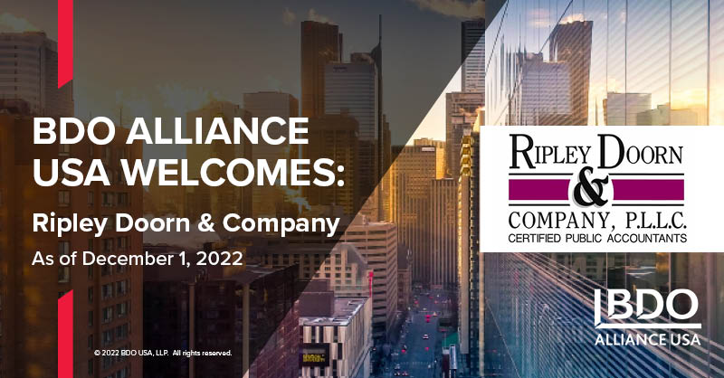 A warm welcome to our newest CPA Alliance Member Ripley Doorn & Company, PLLC! Based in Nampa, Idaho, they serve a wide variety of small to medium-sized businesses and high net worth tax clients in the Treasure Valley area of southwestern Idaho. #bdoalliancewelcomes