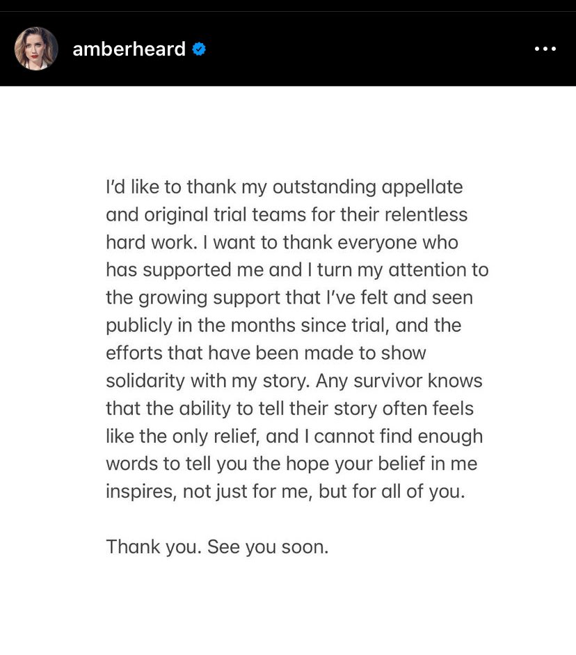 amberismother's tweet photo. Amber Heard has officially settled, but she’s still a winner in all of our hearts. She’s honestly too good for this world and she let Johnny Depp get off way too easily. But all she’s ever wanted is to move on with her life, and hopefully Depp will leave her alone now. https://t.co/Nfy1TZIliq