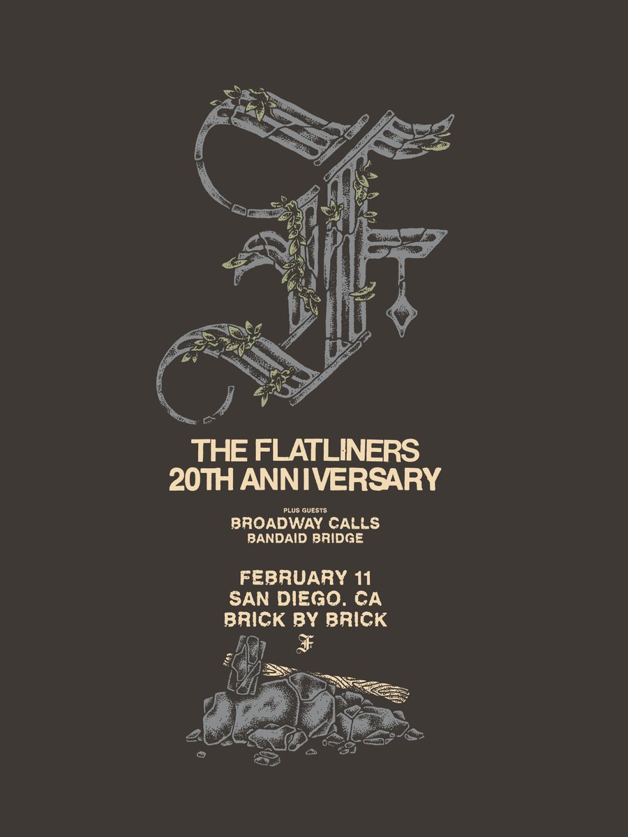 BrickbyBrickSD's tweet image. We're celebrating 20 years of @theflatliners on Feb. 11, 2023 with @broadwaycalls and @BrigadeBandaid 🥳 Tix on sale now, presented by @SodaBarSD! bit.ly/FlatlinersSD #LiveAtBxB #TheFlatliners @fat_wreck