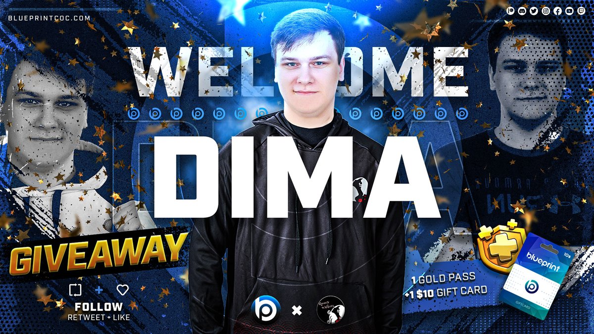 📅┋Finally, the day is here🤩New Addition to SECRET ROSTER in our Base Building Team!

😍┋Welcome DIMA, aka Mr. Bait God, to the Blue Family!

🥰┋ Giveaway to celebrate!
10$ gift card + Gold Pass🔥

🎁┋To Participate
  💙 Follow <a href="/Dima_CoC/">Dima</a> &amp; <a href="/BlueprintCoC/">Blueprint CoC | Code BLUE</a> 
   🔃 RT &amp; Like!